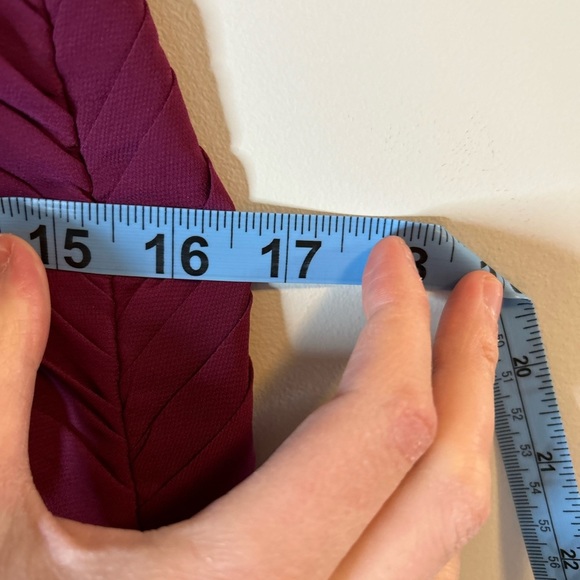 David’s Bridal chiffon bridesmaid dress 3D floral one shoulder wine color - 4 - Picture 9 of 10